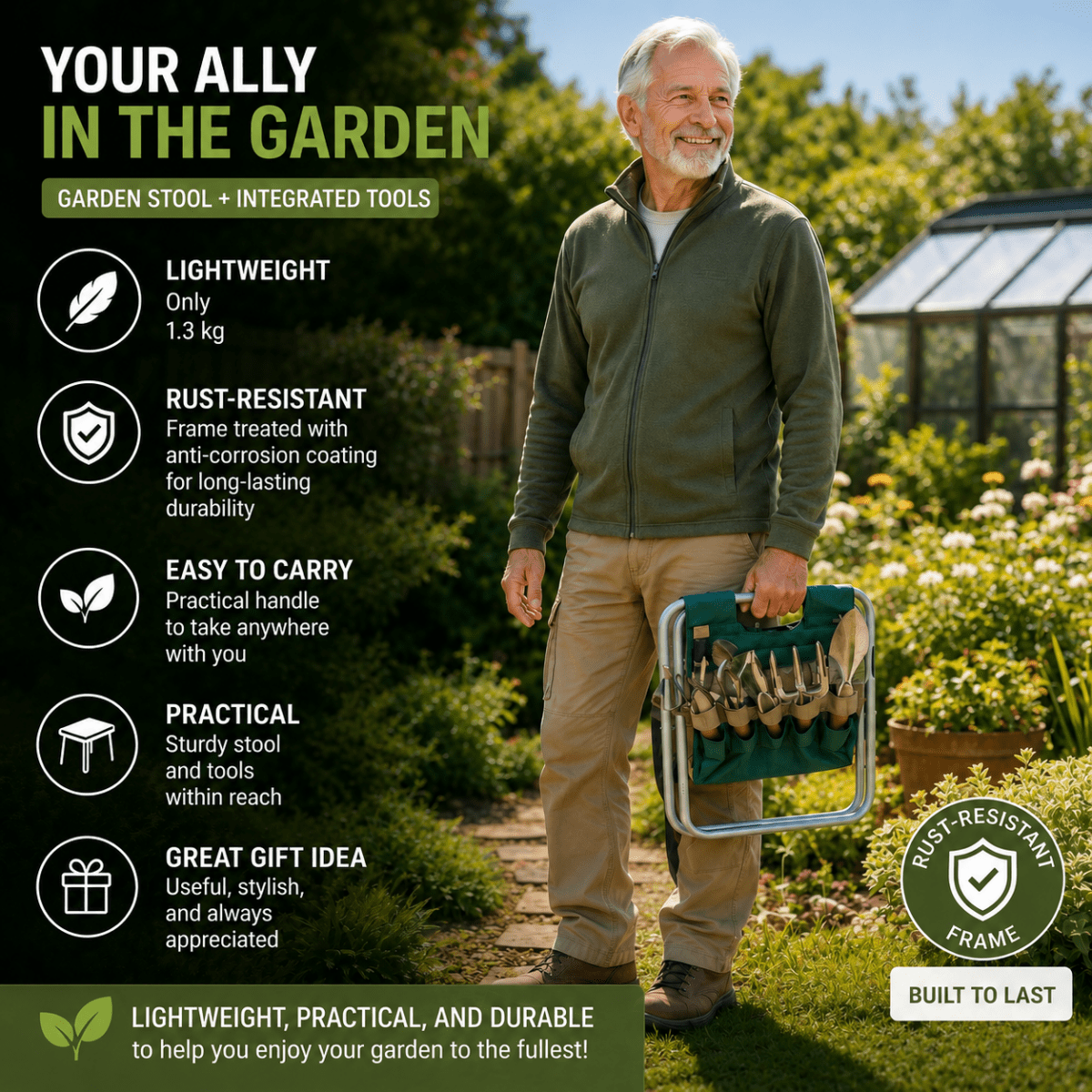 Gardening Stool | Enjoy Gardening Again Without Pain - Verdorin – Kit de jardinage